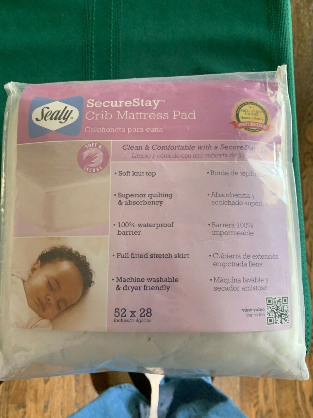 Sealy Secure Stay Fitted Baby Crib Mattress Pad--52x28"-new-free Us Shipping!!!!