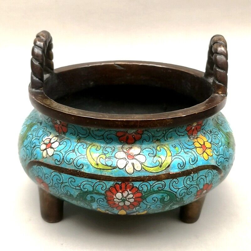 Collection Old China Bronze Carvings Cloisonne Family Incense Burner Gift D 6 In