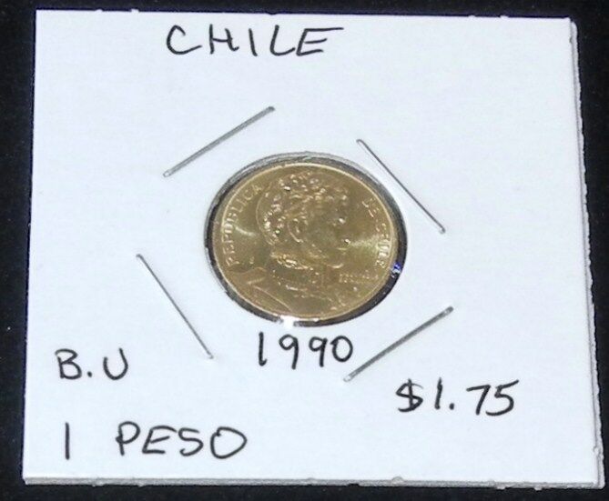 Brilliant Uncirculated Aluminum-bronze 1990 Chile 1 Peso Coin (ungraded)