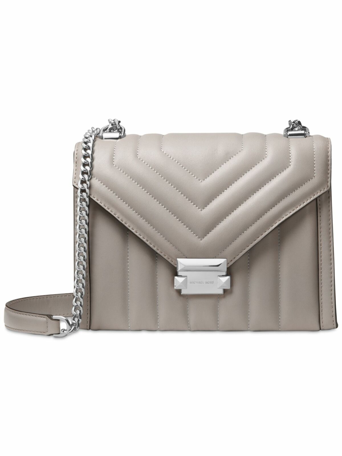 Michael Kors Women's Gray Ribbed Leather Chain Strap Shoulder Bag